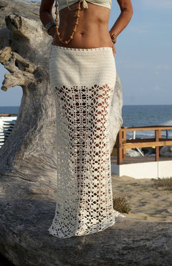 Boho beach crochet maxi skirt