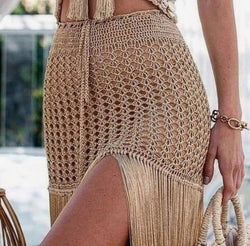 Boho beach crochet maxi skirt