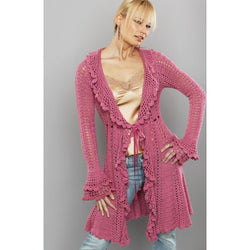 Purple long crochet  cardigan long sleeves - AsDidy fashion