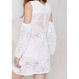 White crochet dress with long sleeves, beach cover up, beach dress, party dress, Made to order, FREE SHIPPING - Crochet clothes