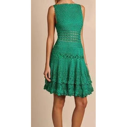 Green crochet summer dress - AsDidy fashion