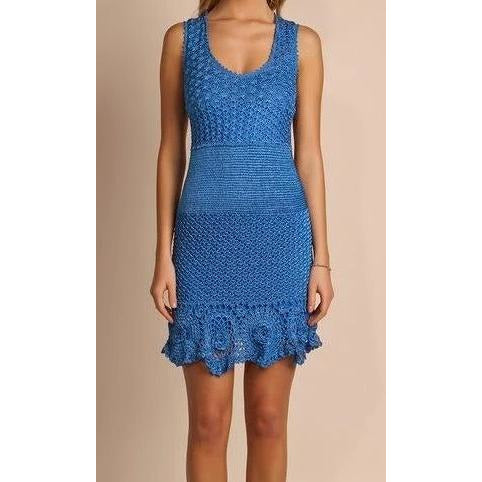 Blue crochet summer dress - AsDidy fashion