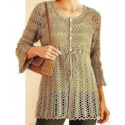 Beige crochet  cardigan - AsDidy fashion