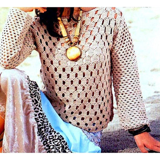 Blouse crochet pattern, top - PDF Pattern only - AsDidy fashion