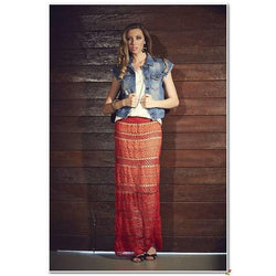 Red crochet maxi skirt - AsDidy fashion