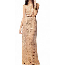 Cream crochet summer maxi dress - AsDidy fashion