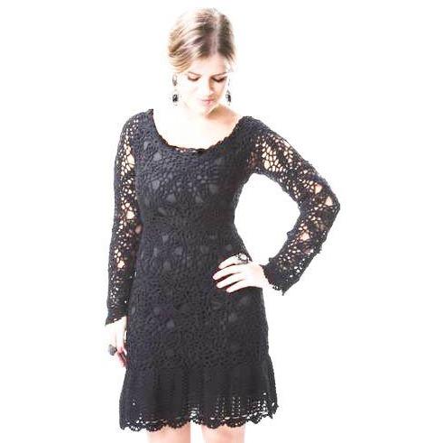Black crochet cocktail dress - AsDidy fashion