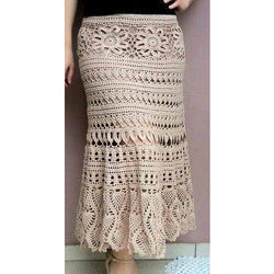 Cream crochet midi skirt - Crochet clothes