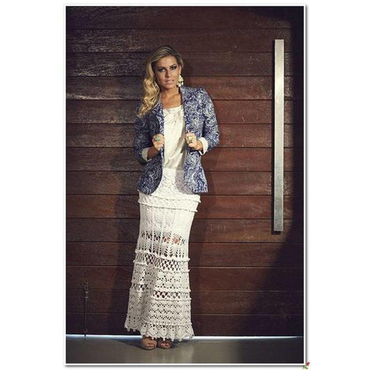 White crochet maxi skirt - AsDidy fashion