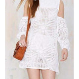 White crochet dress with long sleeves, beach cover up, beach dress, party dress, Made to order, FREE SHIPPING - Crochet clothes