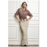 Cream crochet maxi skirt - AsDidy fashion