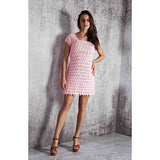 Pink crochet summer mini dress - AsDidy fashion