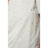Paint drops and pearl embellishment white t-shirt - AsDidy fashion